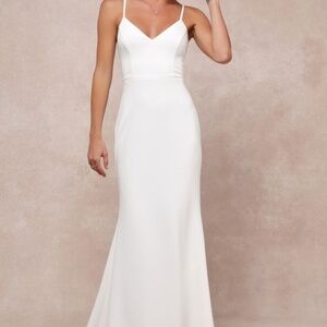 Lulus Feeling Of Forever White Sleeveless Mermaid Maxi Dress - Size L